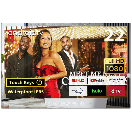 Soulaca 22inches Mirror SmartTV Waterproof 1080P HD Panel Built-in WiFi Bluetooth Android 11.0 New Model 2024 Magic LED US EU