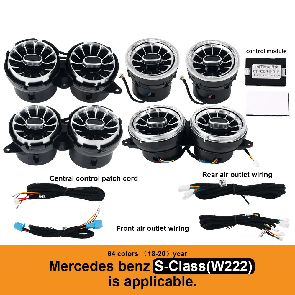 For Mercedes Benz W205 C-Class GLC X253 W213 E-Class W222 S-Class W117/W156/W176 CLA GLA Turbine Nozzle Air Vents Ambient Light