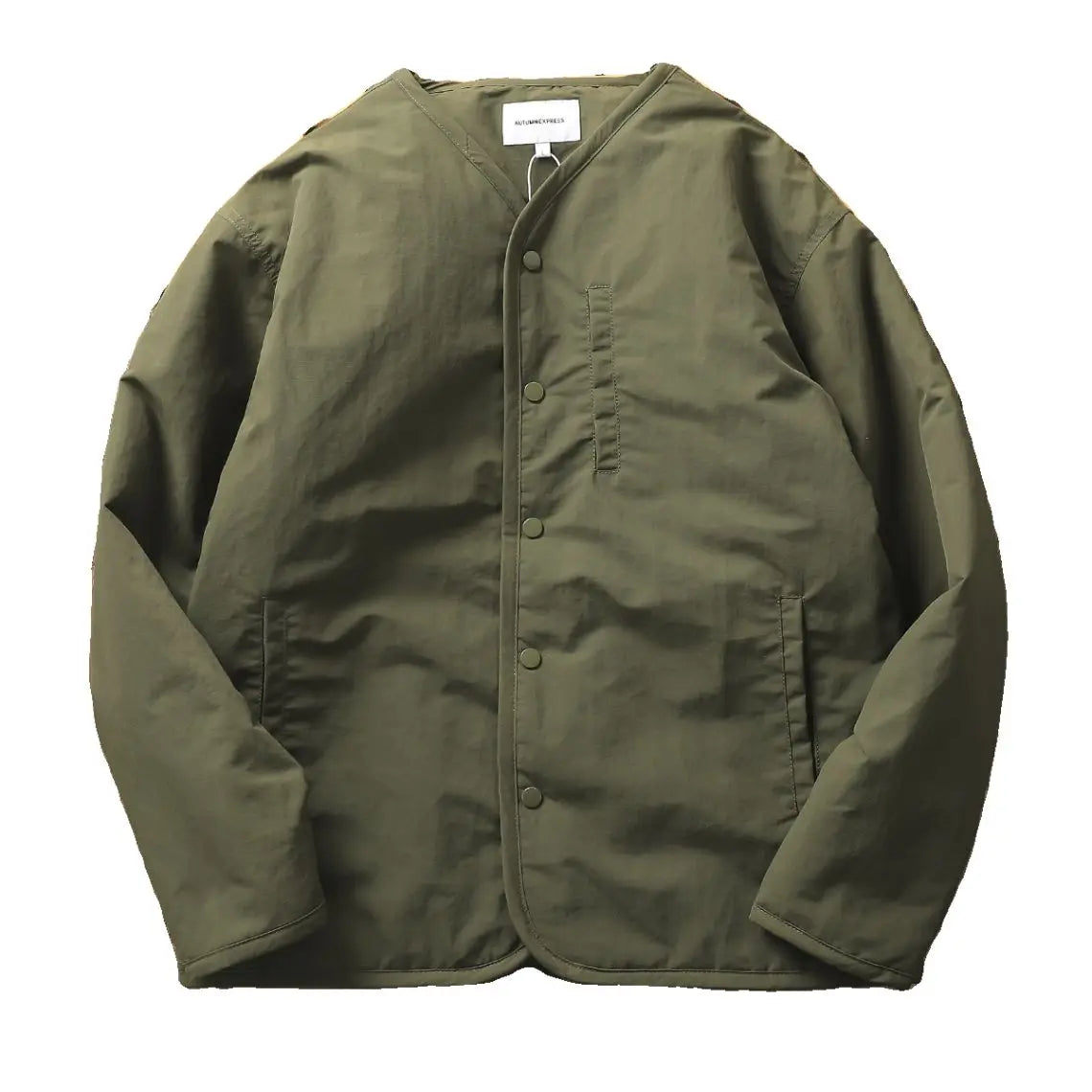 Men's Winter Thickened Cotton Jacket Lightweight Warm Retro Loose Casual V-Neck Cotton Coat Polyester Fiber Fill Regular Sleeve
