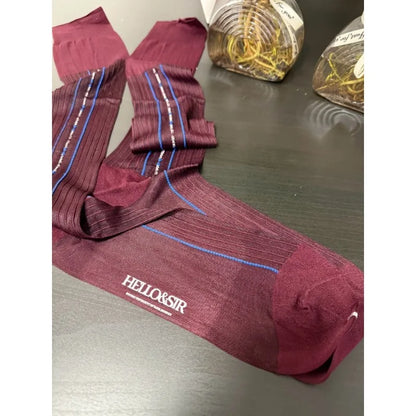 Men's Knee High Formal Socks Long Gentleman Stockings Soft Elastic Nylon Business Dress Socks for All Seasons Solid Color Party