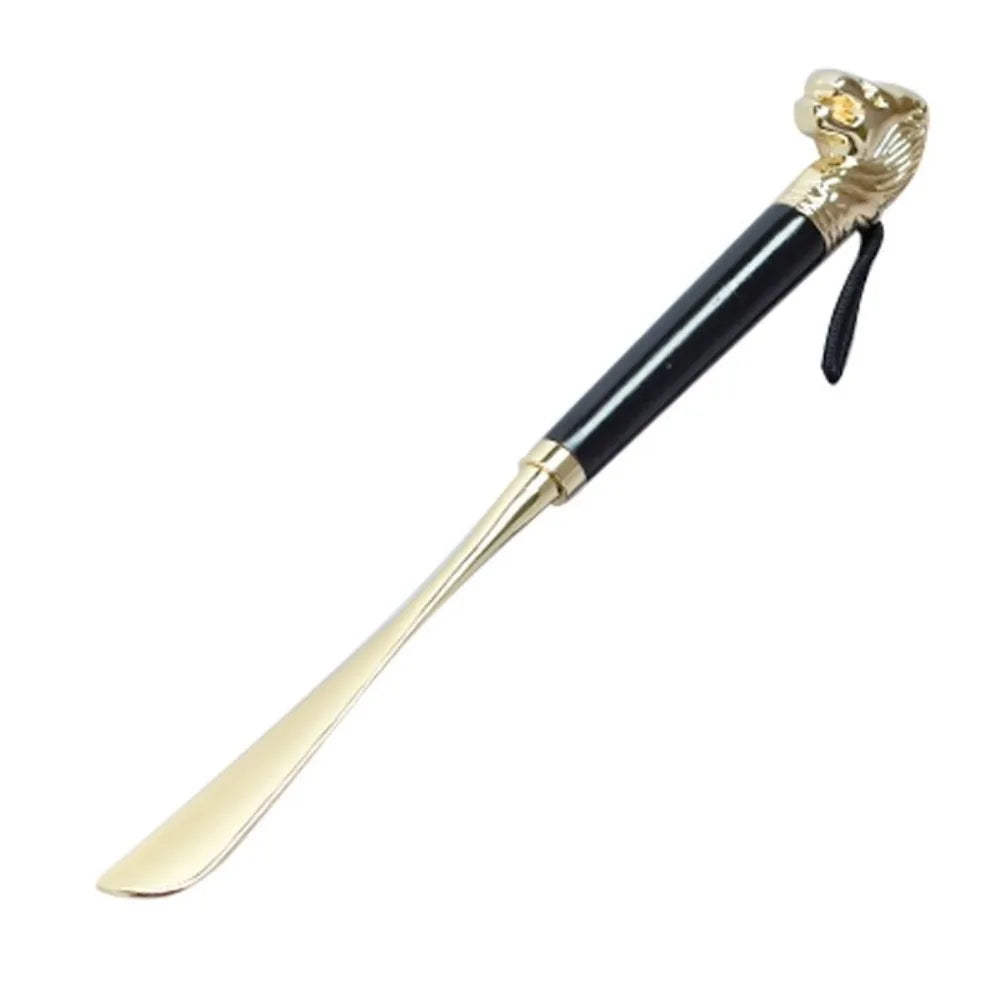 Shoe Puller 32cm Metal Shoe Horn Lion/Horse Head Handheld Wood Handle Shoehorn Durable Long Portable Shoe Lifter Reduce Bending