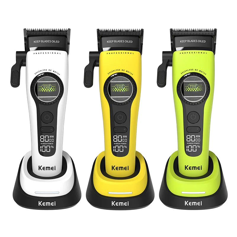 Komei Professional Hair Clipper F1 - Super Motor with External Brushless Trimmer, Men's Electric Shaver KM-1593