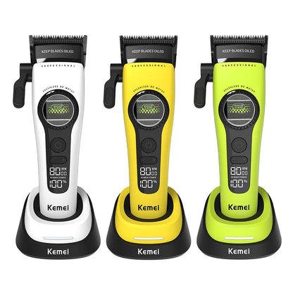 Komei Professional Hair Clipper F1 - Super Motor with External Brushless Trimmer, Men's Electric Shaver KM-1593