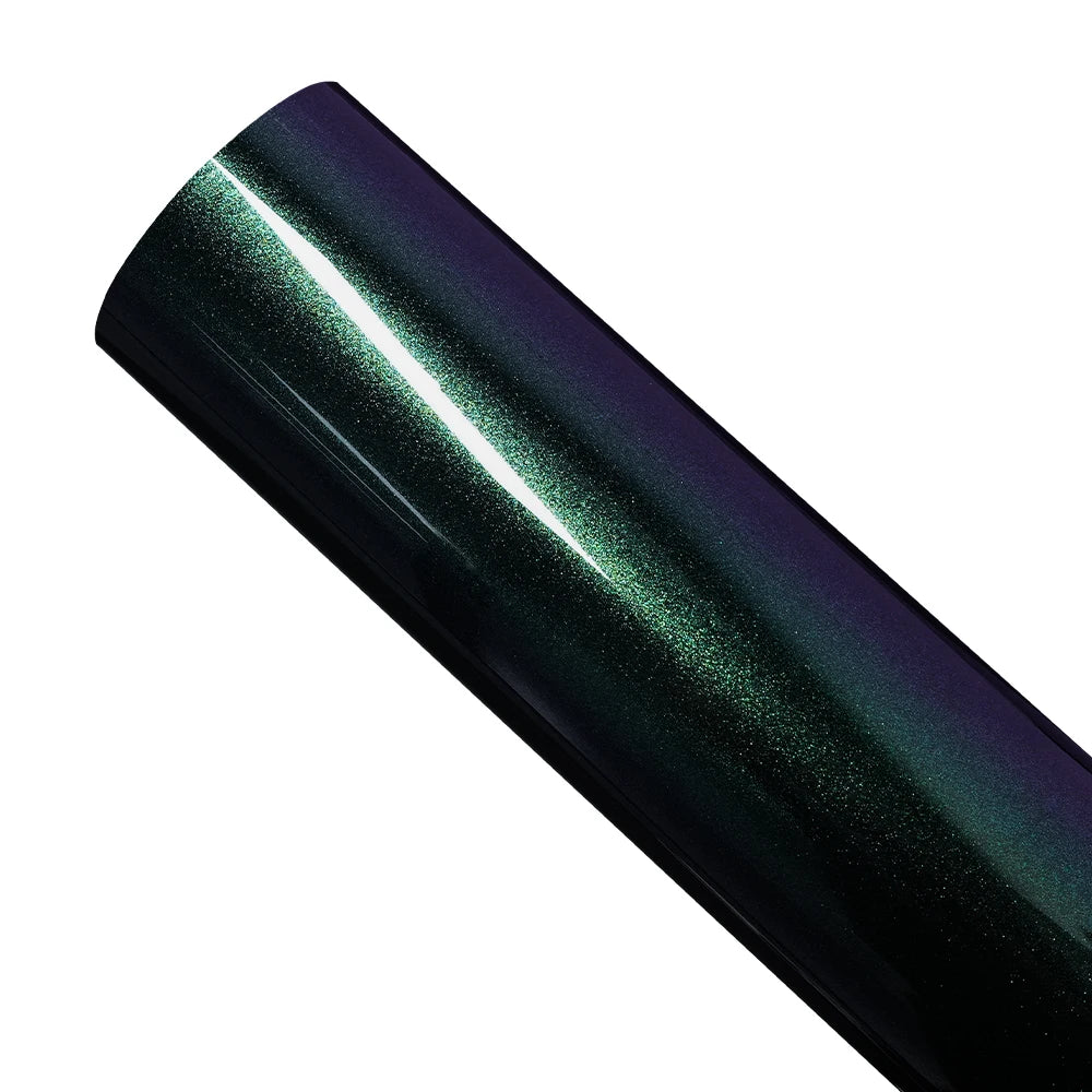 Car Wrap Vinyl Film Glossy PET Diamond Purple&Green PVC Car Engine Hood Decal Self Adhesive Motorcycle Auto Body Decoration Film