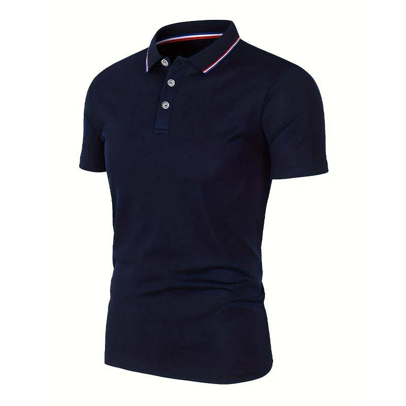 2025 Men's Summer Short Sleeve Lapel Polo 5-piece 1 pack Casual Breathable Comfortable Shirt Solid High Quality Male T-Shirt