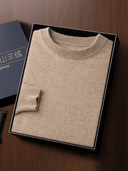 Fashion 100% Merino Wool Men's Sweater O-Neck Long Sleeve Pullover Spring Autumn Winter Basic Jumper Clothing Knitwear Tops