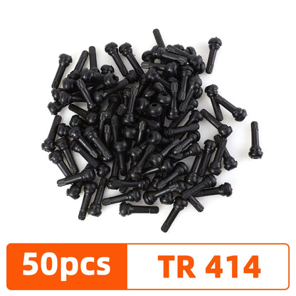 YONGRUN 4/10/50/100PCS Car Tire Valve Stem TR413/TR414 Snap In Tire Valve Stem With Dust Cover Black Rubber Valve Automotive Par