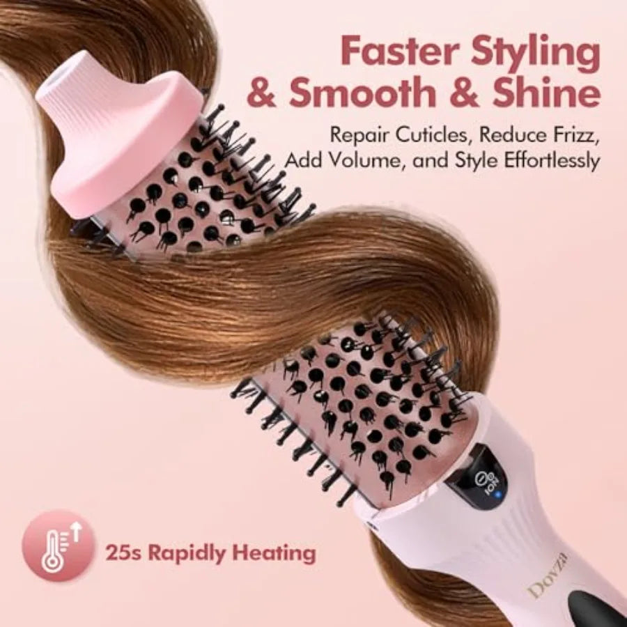 Dovza Blowout Boost Thermal Brush - 1.5 Inch Thermal Brush and Curling Iron for Voluminous Blowout, Dual Voltage, Ceramic Tourm