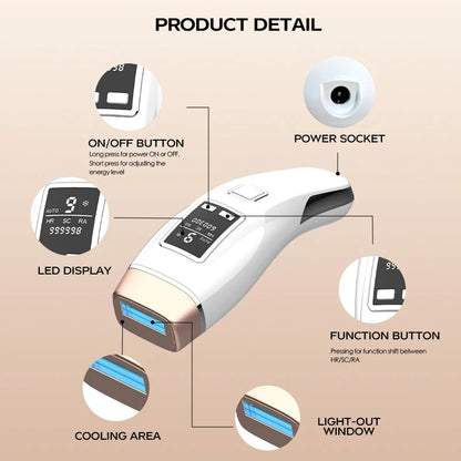 Vancostar 4in1 Laser Hair Removal IPL Epilator 999000 Flash Cooling Acne Treatment Rejuvenation Device for Home Bikini Trimmer