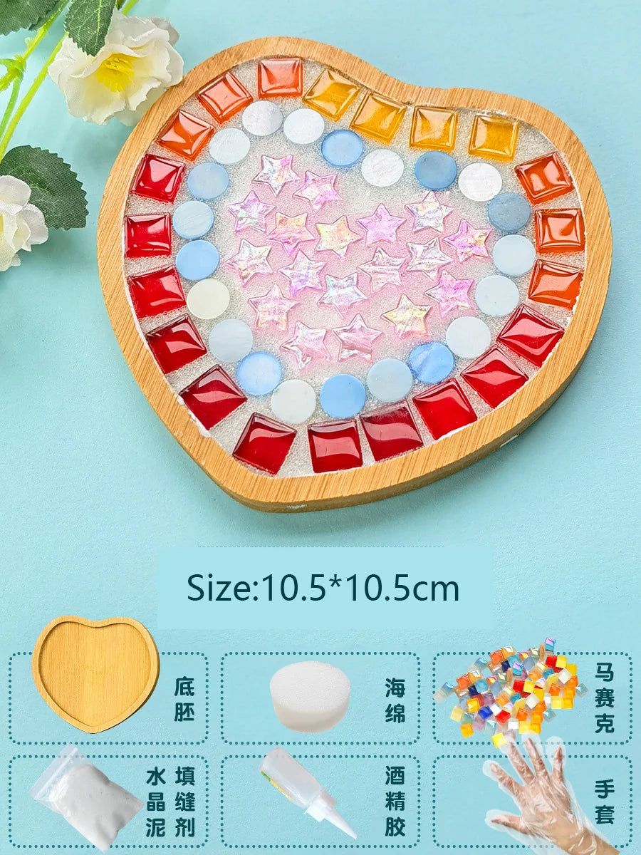 Bamboo Mosaic DIY Coasters Handmade Creative Material for Cup Mat Placemat Mosaic Crystal Craft Tool Kit Kids Gift