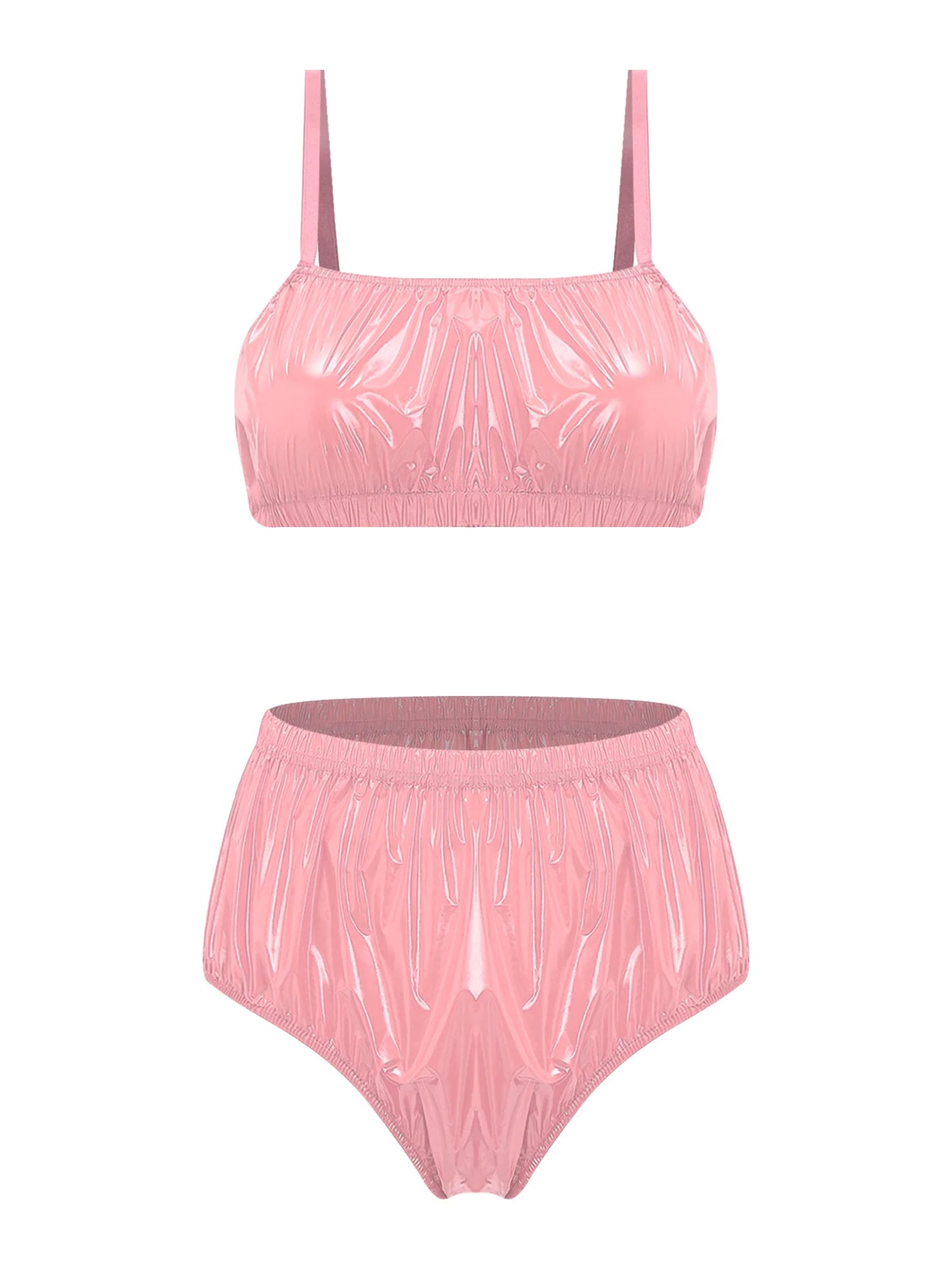 Women Waterproof Swimsuit Bikini Lingerie Set Swimwear Nightwear Clubwear Bra Top with Shorts for Beach Pool Party Sunbathing