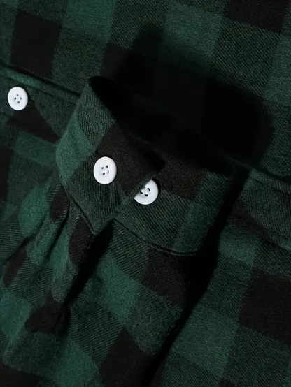 LVLAEA Plaid Pattern Men Fall Winter Buttonup Streetwear Long Sleeve Lapel Collar Pocket Decoration Trendy Y2K Tated Shirt for M