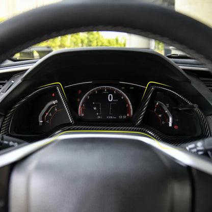 For Honda Civic 10th Gen (2016 -2021) Interior Accessories, Car Center Console Gear Shift Panel , Carbon Fiber ABS Trim Sticker