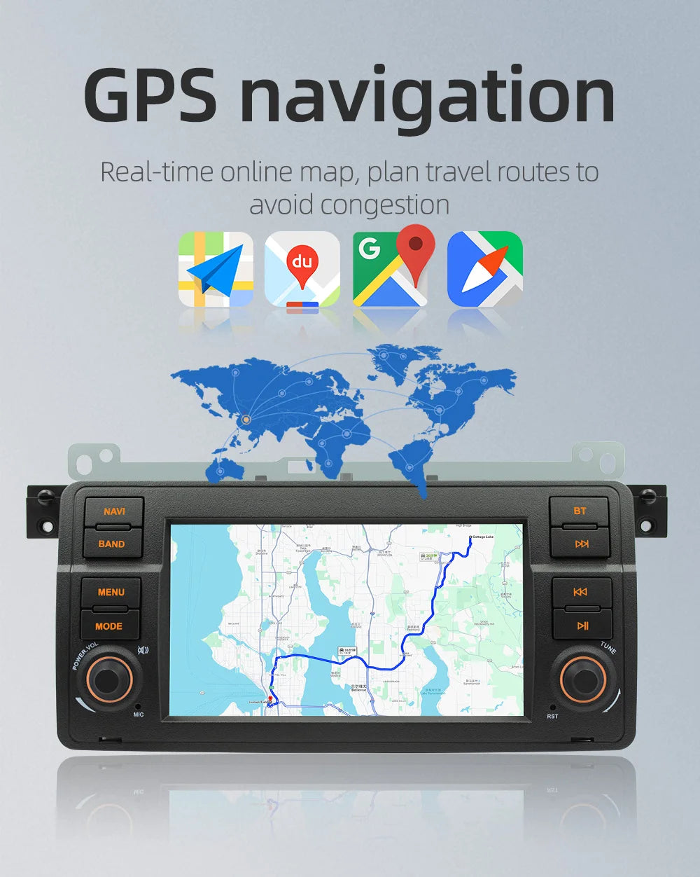 BQCC 7 Inch Android 13 Quad/Octa Core Carplay car Radio WIFI GPS 4G car stereo Navigation player MirrorlinkFor Bmw E46 1998-2006