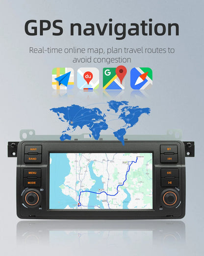 BQCC 7 Inch Android 13 Quad/Octa Core Carplay car Radio WIFI GPS 4G car stereo Navigation player MirrorlinkFor Bmw E46 1998-2006