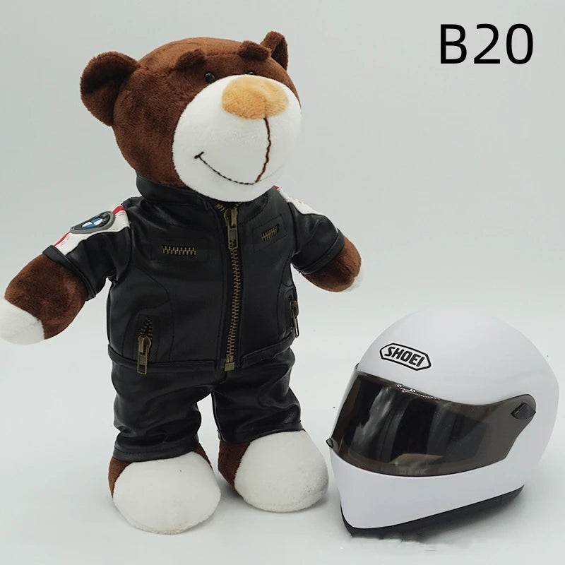 Kawaii helmet and teddy bear motorcycle decorations cute anime filled soft plush toys as gifts for friends during holidays