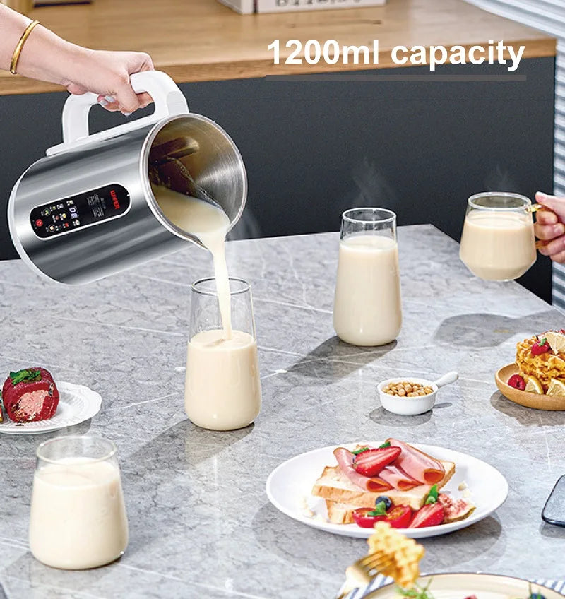 110V Smart Soy Milk Machine Electric Juicer Multifunctional Wall Breaking Machine Kitchen Auto Heating Rice Paste Machine 1.2L
