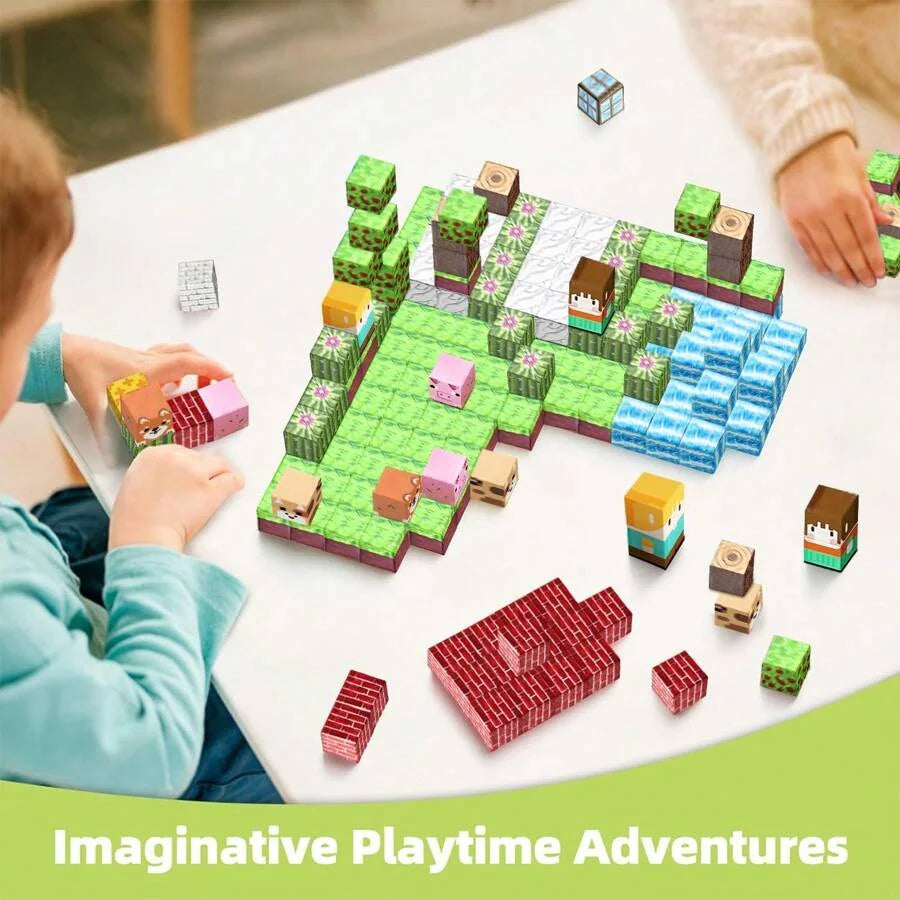Magnetic Building Blocks Toy Mine World Stacking Create Forest House Architecture Cube Set Creativity Best Gift for Boy Girl Kid