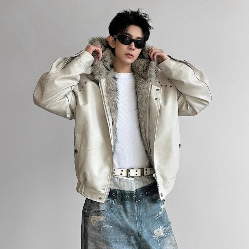 LUZHEN 2025 Winter Original Reversible Design Faux Fur Liner Hooded Parka Jacket Men's Handsome High Quality Padded Coat JY5671