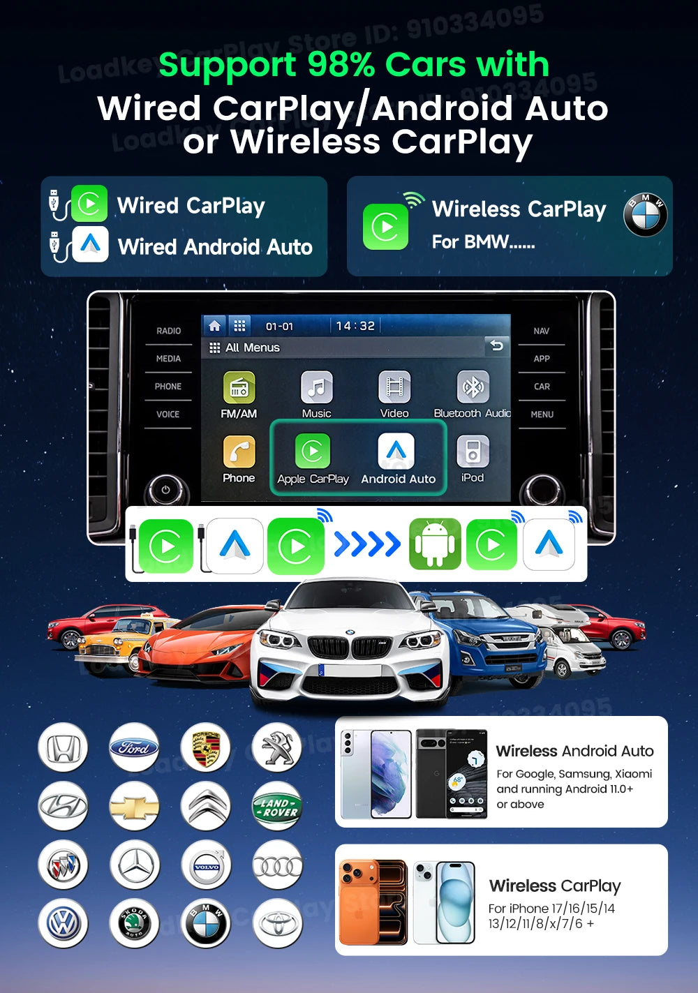 Carlinkit Ultra3 Android Tv Box Android 15 Wireless Carplay Adapter QCM6350 Smart Car Ai Box Carplay For Netflix Youtube 5G LTE