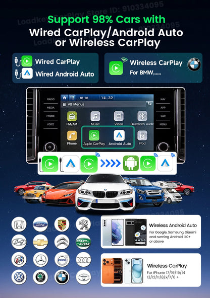 Carlinkit Ultra3 Android Tv Box Android 15 Wireless Carplay Adapter QCM6350 Smart Car Ai Box Carplay For Netflix Youtube 5G LTE