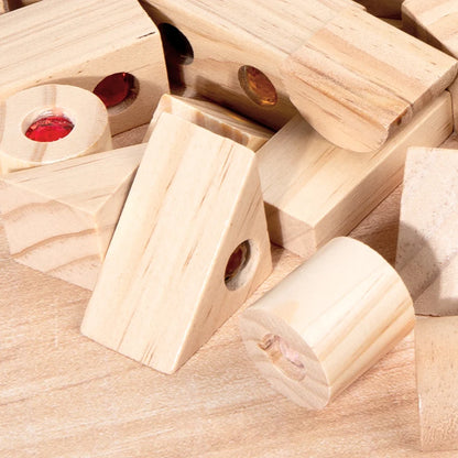 Kids Wooden DIY Blocks Sparkling Acrylic Toy Montessori Rainbow Gem Stacking Blocks Colorful Educational Wooden Creative Toys