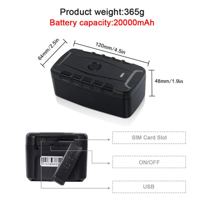 TKSTAR car GPS tracker TK918 20000mAh battery magnet waterproof IP67 real-time tracking car locator anti-theft alarm APP free