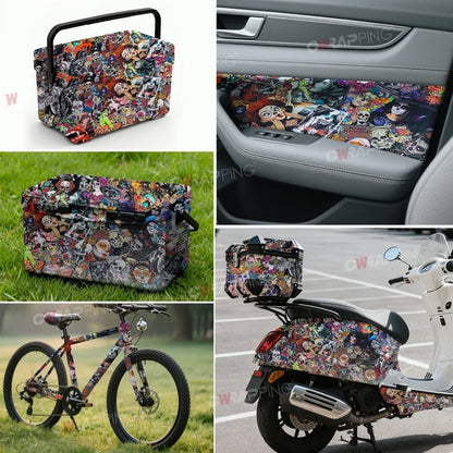 Graffiti Print Vinyl Wrap Supplies Car Livery Graffiti Wrapping Foil Exterior Car Stickers Camouflage Film Waterproof Paint Tint