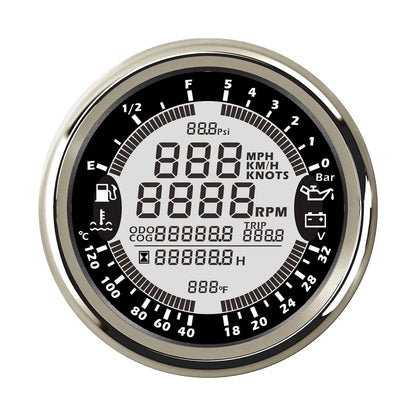 85mm 6 in 1 Car Marine Multi-function GPS Speedometer Tachometer Voltmeter 12V 24V Fuel Level Water Temp Oil Pressure 5Bar 10Bar