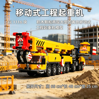 Urban engineering vehicle series mobile construction crane crane building block MOC60409 assembly brick toy children's gift