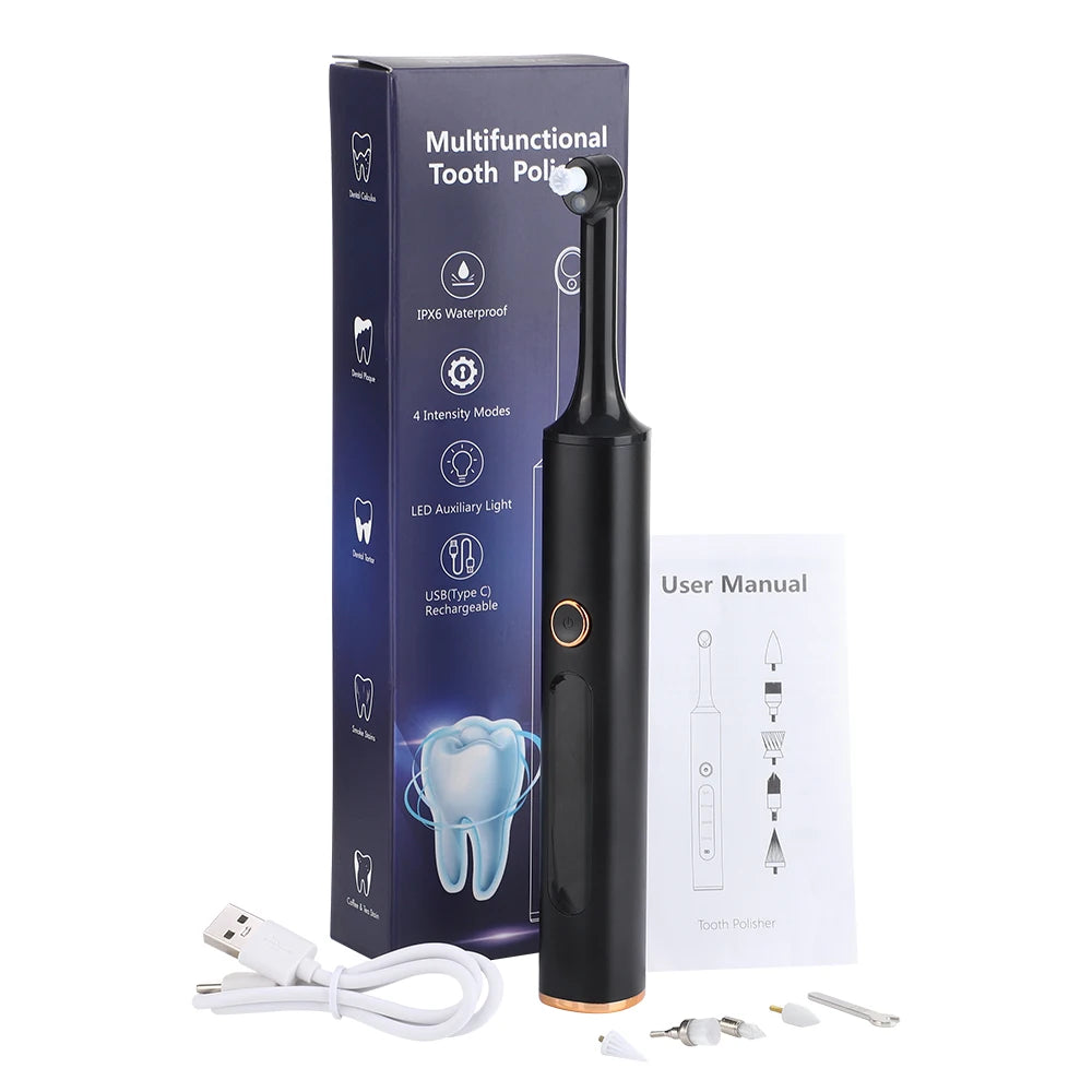 Electric Dental Cleaner Reduce Tartar Plaque Calculus Polisher Oral Cleaning Machine LED Polisher USB Rechargeable Oral Care