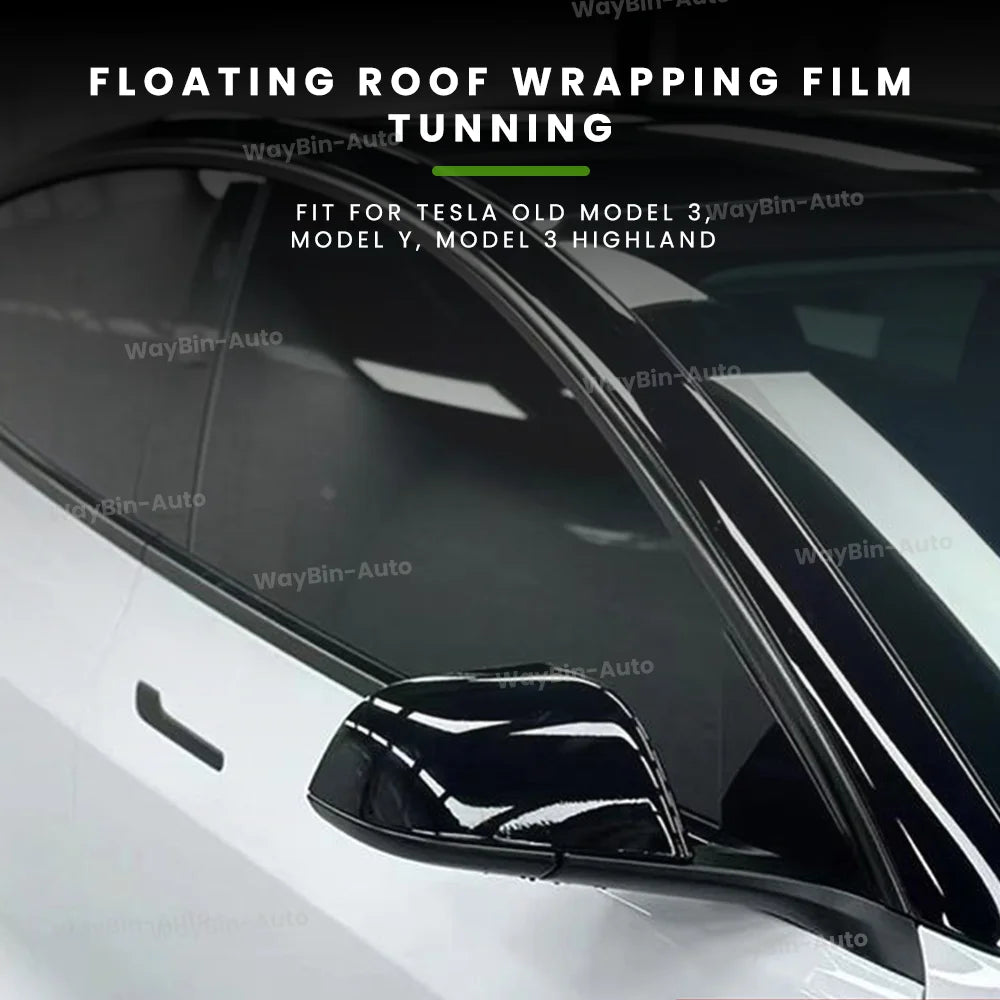Hidden Roof Vinyl Wrap For Tesla Model 3 Highland 2024 Strip Film Trim Cover Black Y Juniper Floating Roof Sticker Accessories