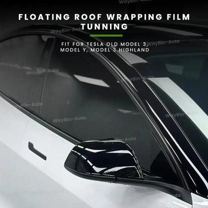 Hidden Roof Vinyl Wrap For Tesla Model 3 Highland 2024 Strip Film Trim Cover Black Y Juniper Floating Roof Sticker Accessories