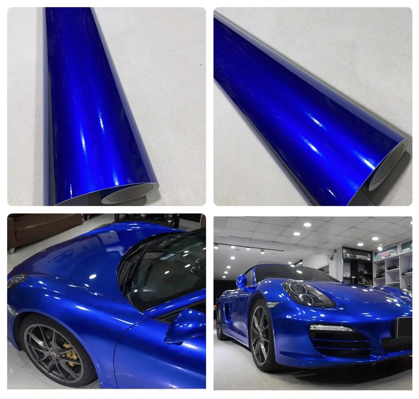 Glossy Candy Blue Vinyl Wrap Film Metallic Waterproof Bubble Free Sticker Decal For Car Accessories Motorcycle Bike DIY Sticker