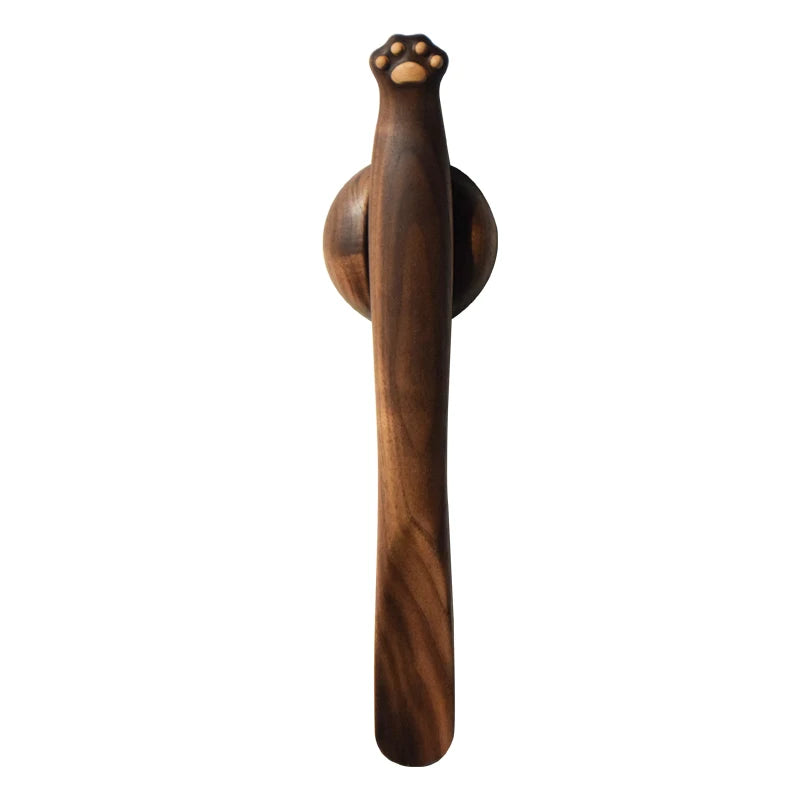 Cat Paw Black Walnut Wooden Cute Shoe Horn Professional Shoe Spoon Home Tools 35cm Flexible Handmade Shoehorn Useful Shoe Lifter