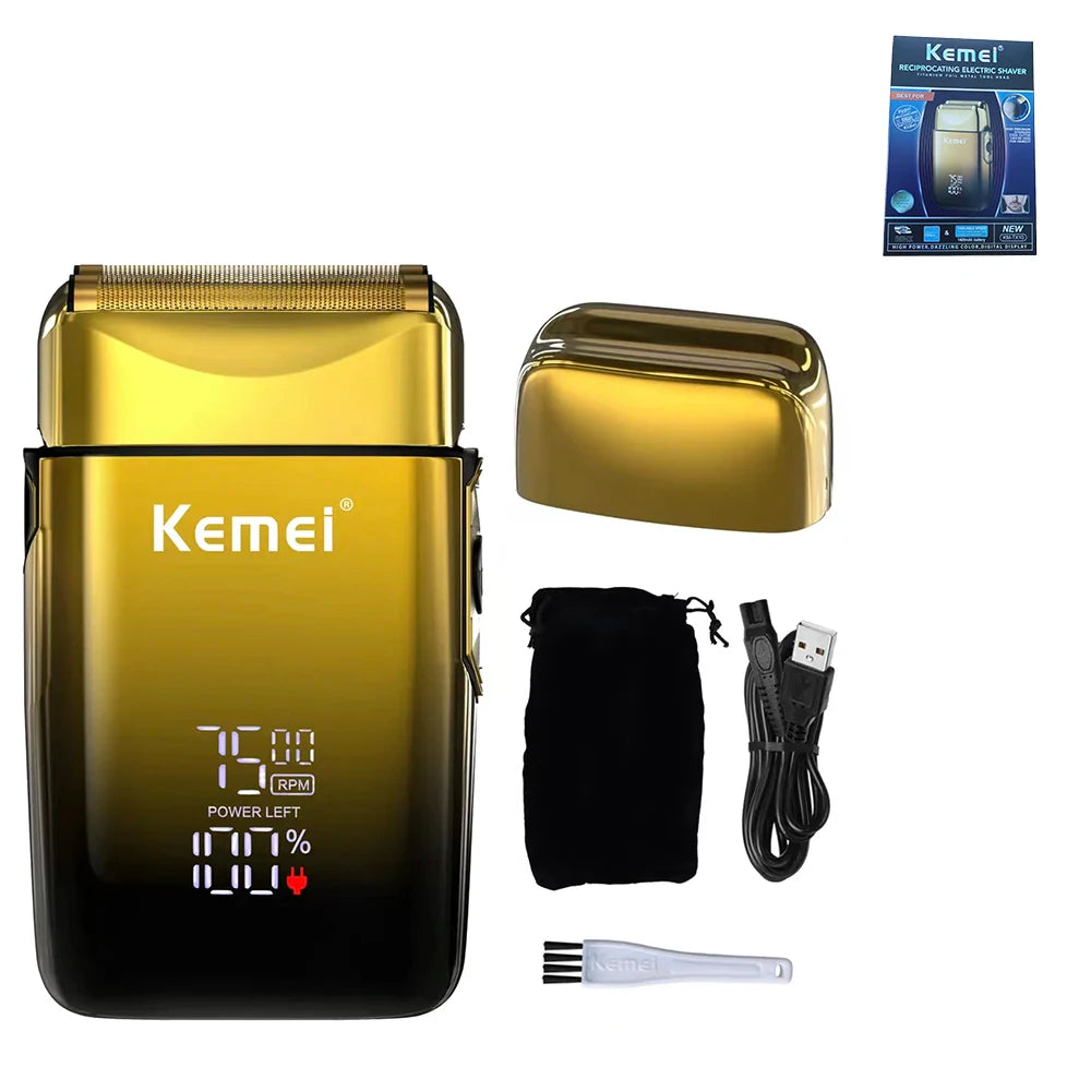 Kemei Barber Foil Shavers Electric Bald Head Razors LCD Display Cordless Men Shaving Machine USB Rechargeable Beard Hair Trimmer