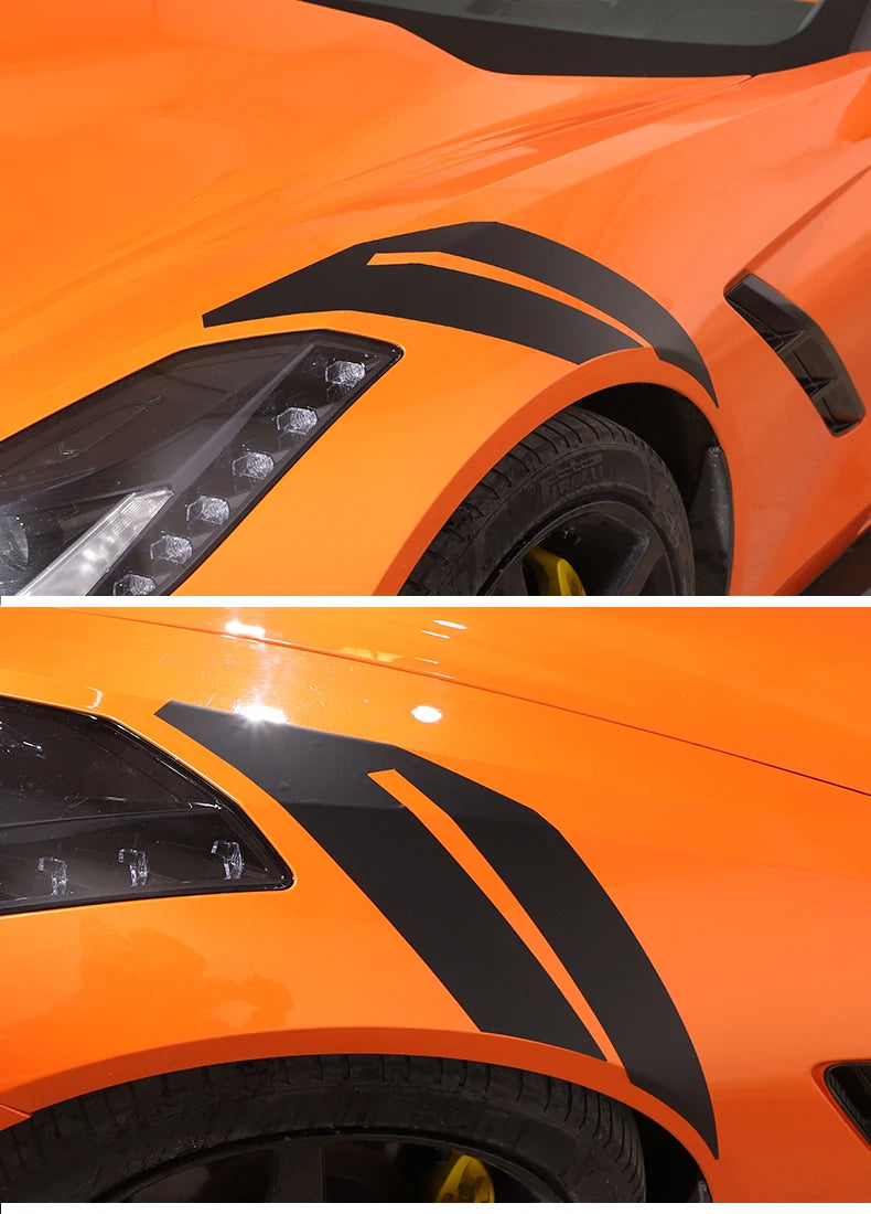 1Pair Sport Racing Side Fender Decals Car Decoration Stickers For Chevrolet Corvette C7 2014-2019 Automobile Accessories