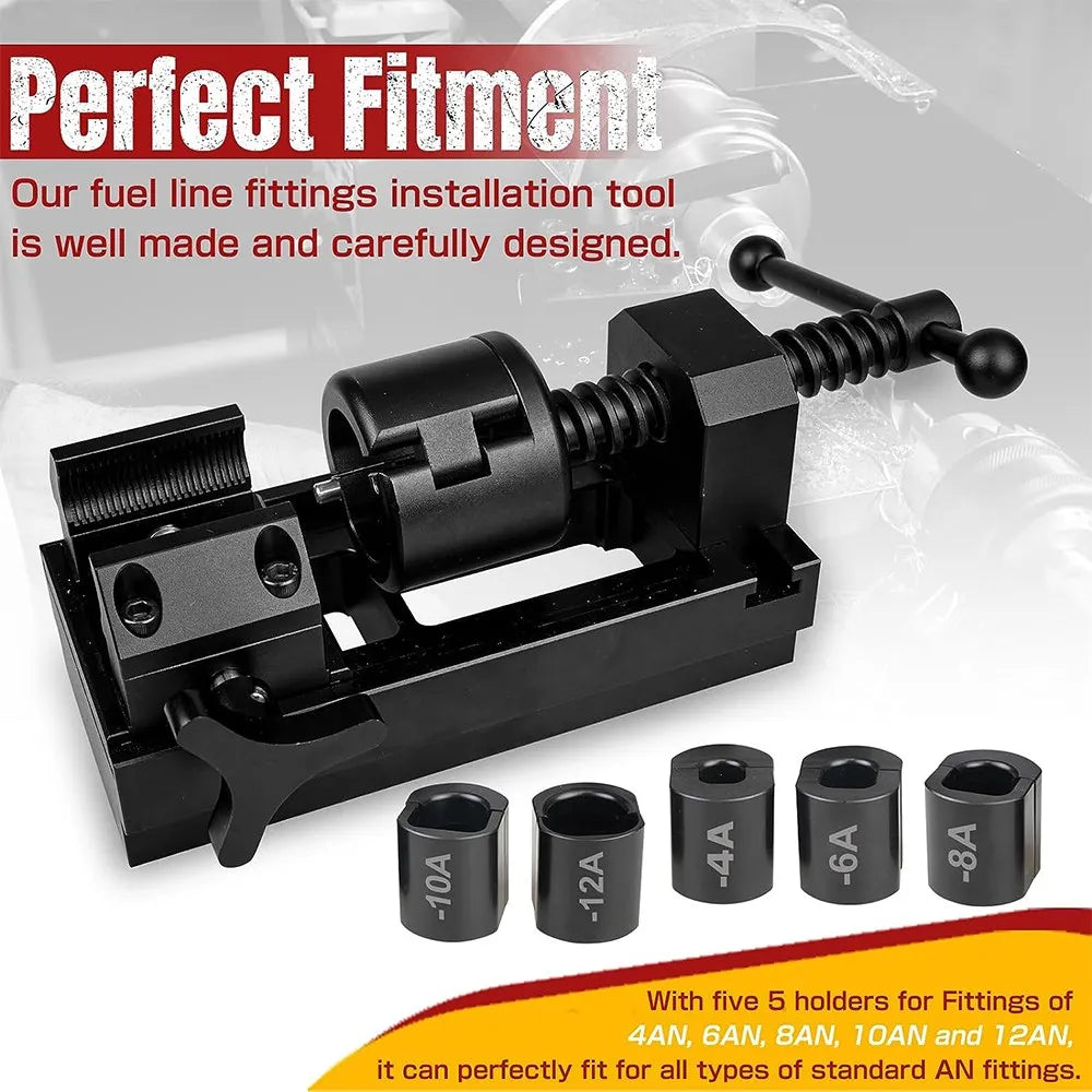Fuel Line Fittings Installation Tool Kit, Aluminum Alloy Rotary Fuel Hose Connection Bracket For 4AN 6AN 8AN 10AN 12AN Connector