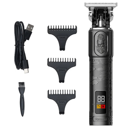 T9 LCD Electric Hairdresser Oil Shaving Head Electric Pusher Carving Electric Pusher Clipper Hair Precision Trimmer for Men Care