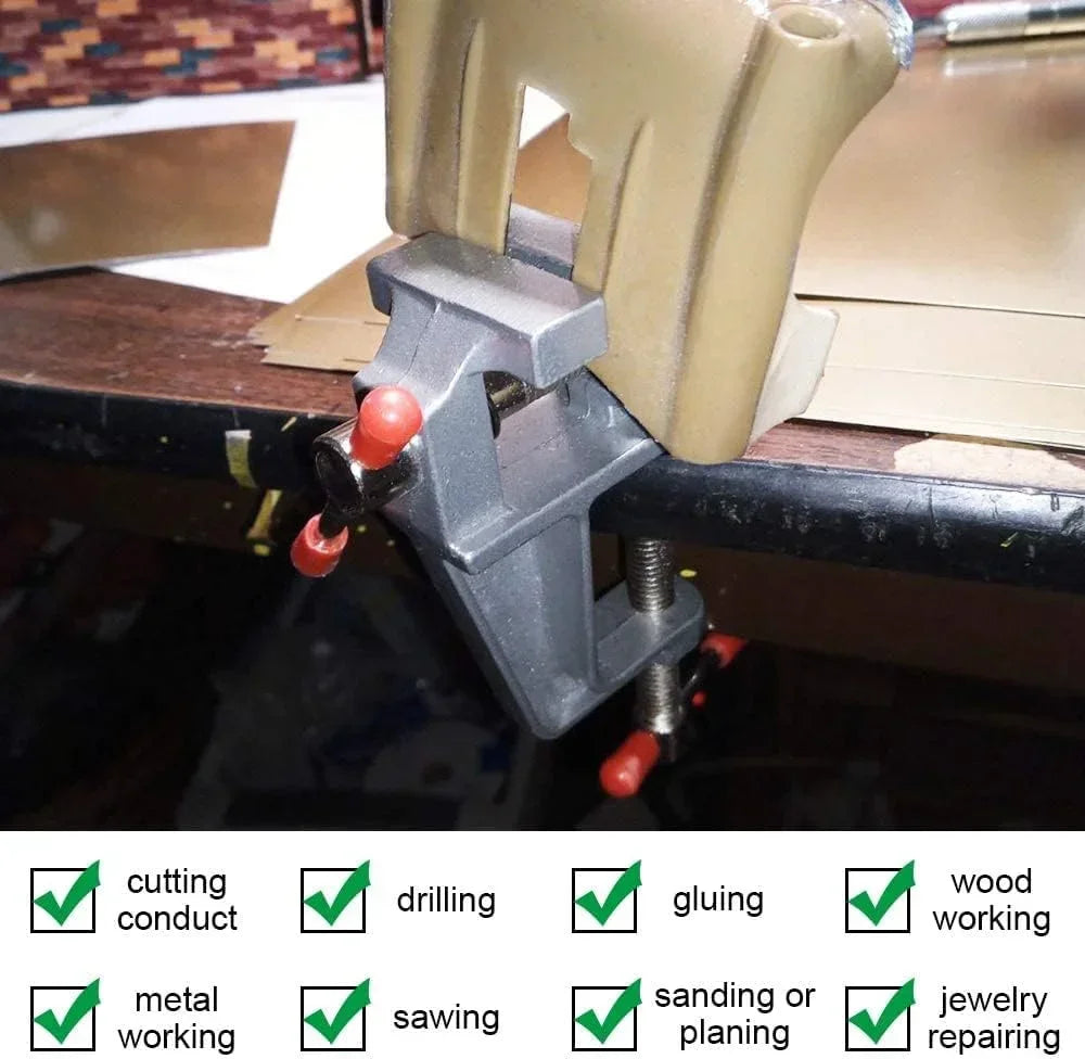 Mini Bench Vise Muliti-Funcational 3.5&quot Aluminum Miniature Small Jewelers Hobby Clamp On Table Flat Pliers Tool Vice