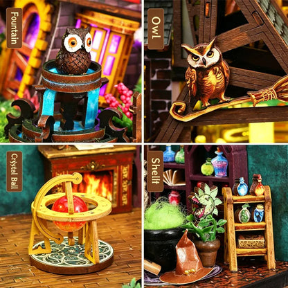 DIY 3D Puzzles Wooden Doll House Figurines Miniatures Bookend Assembled Houses Toys For Friends Birthday Gifts Home Decoration