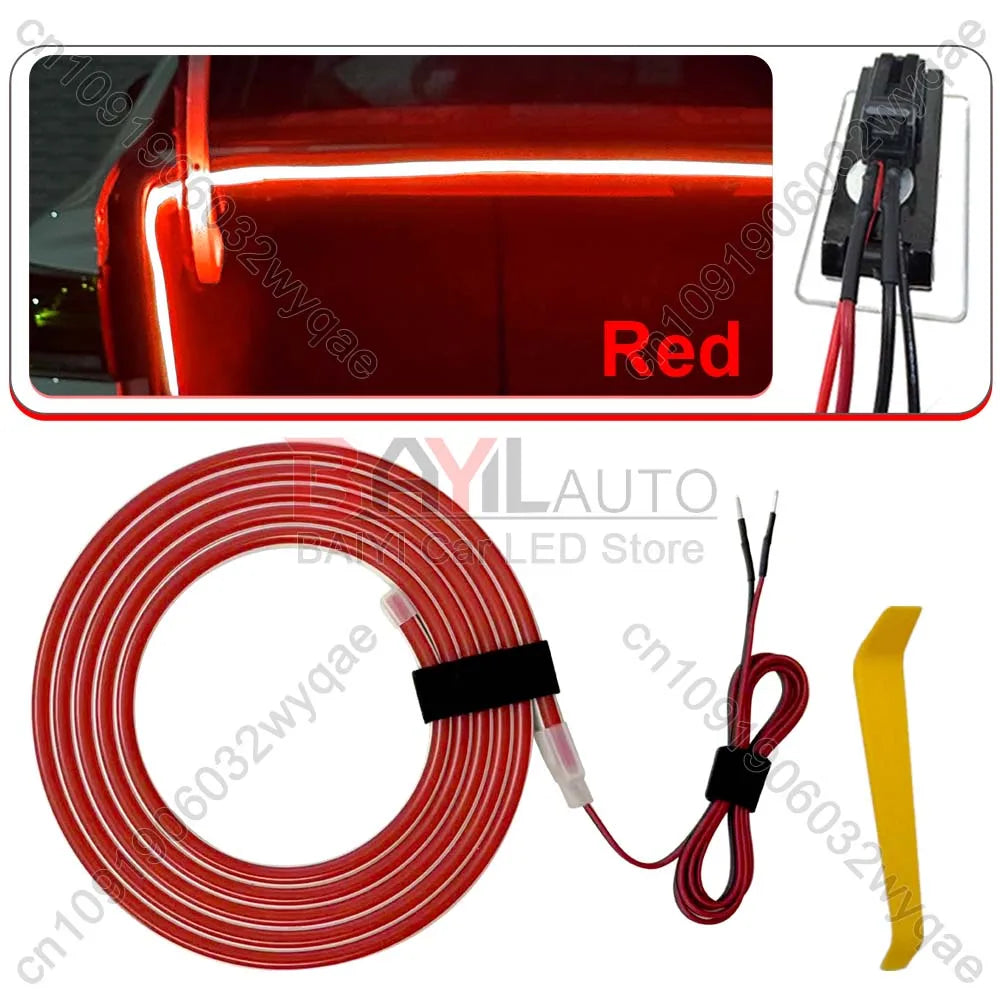 12V LED car atmosphere light, 200cm/420cm Car Universal trunk light bar, DIY can cut car tail lamp brightening Auto Accessories