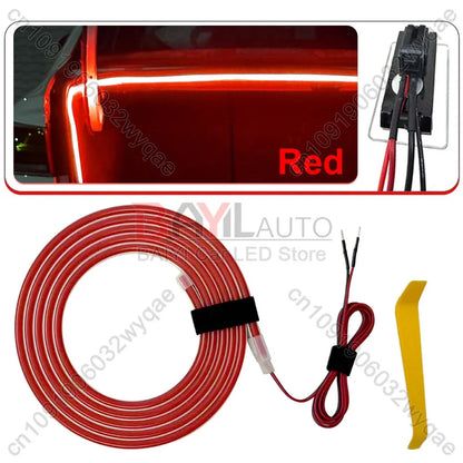 12V LED car atmosphere light, 200cm/420cm Car Universal trunk light bar, DIY can cut car tail lamp brightening Auto Accessories