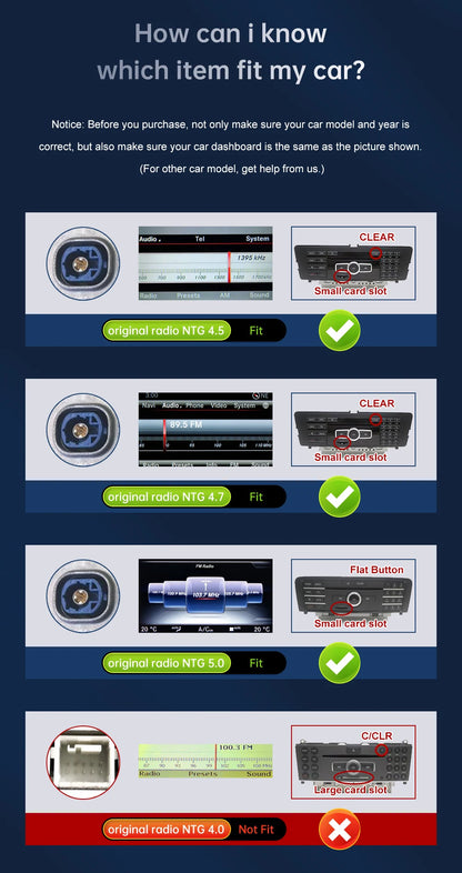Road Top Wireless CarPlay for Mercedes Benz E-Class W212 E Coupe C207 NTG4.5/4.7/5.0 2011-2015 with Airplay Android Auto