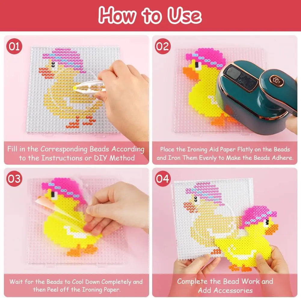 Fuse Beads Kit, 600pcs 5mm Iron Beads Set for Kids, DIY Art Craft Toys Iron Beads,  Christmas Birthday Gift for Boys and Girls