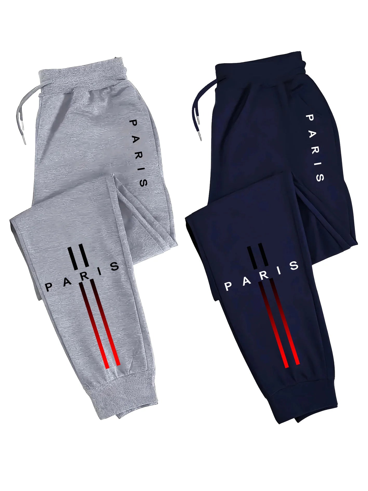 2-Pack Men's Polyester Joggers, Drawstring Waist, Wrinkle-Resistant, Breathable, Slim-Fit, Cuffed Hem, Drop-Dead Drape,