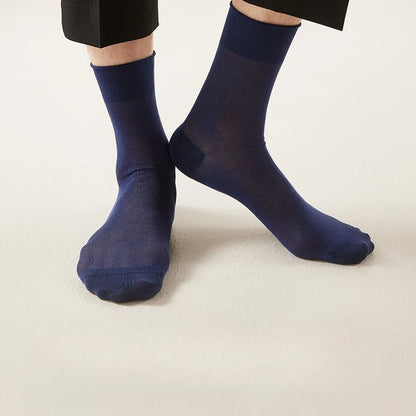 3/6PairsMen's Silk Socks Summer Thin Crew Socks Ultra Thin Antibacterial Deodorant Sweat Wicking Breathable Solid Seamless