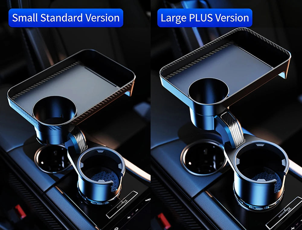 Car Cup Holder Expander Multi-Function Drink Holder with Food Table 360-Degree Adjustable Base Tray for Snack