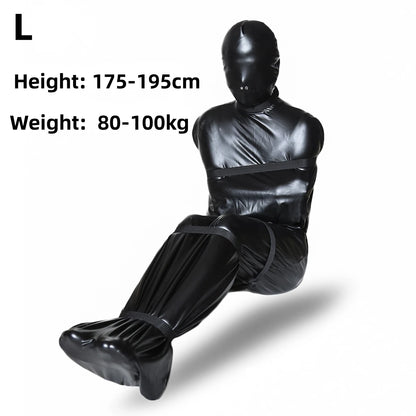 Zip Full Body Bondage Mummy Sack Sleeping Bag Erotic Costume BDSM Detachable Hood Mask Restraint Slave Sex Toys for Women Men