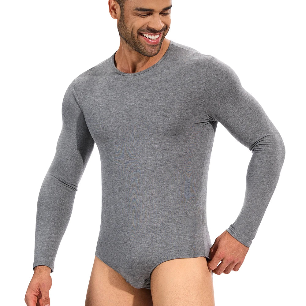 Mens Long Sleeve Bodysuit Full Body Shaper Romper Pajamas Waist Trainer Slimming Shapewear Tummy Control Underwear Undershirts